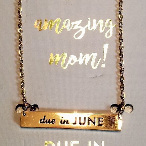 June Engraved Stainless Steel 18k Necklace NEW - Picture 2 of 5